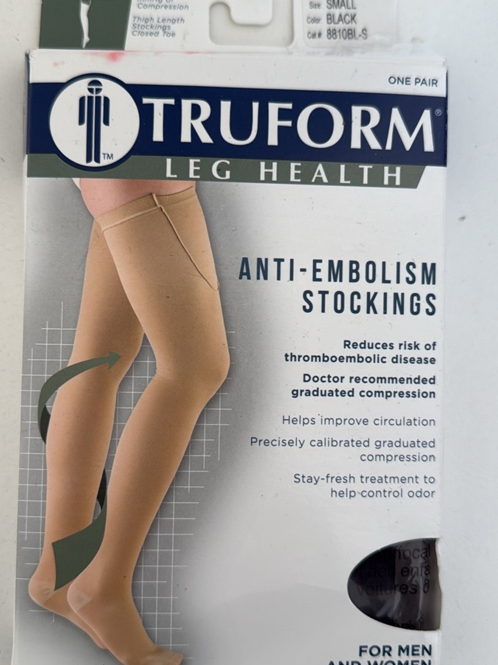 Truform Anti-Embolism Compression Stockings - Black small New thigh length
